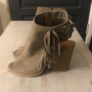 Open Toe Fringe Booties
